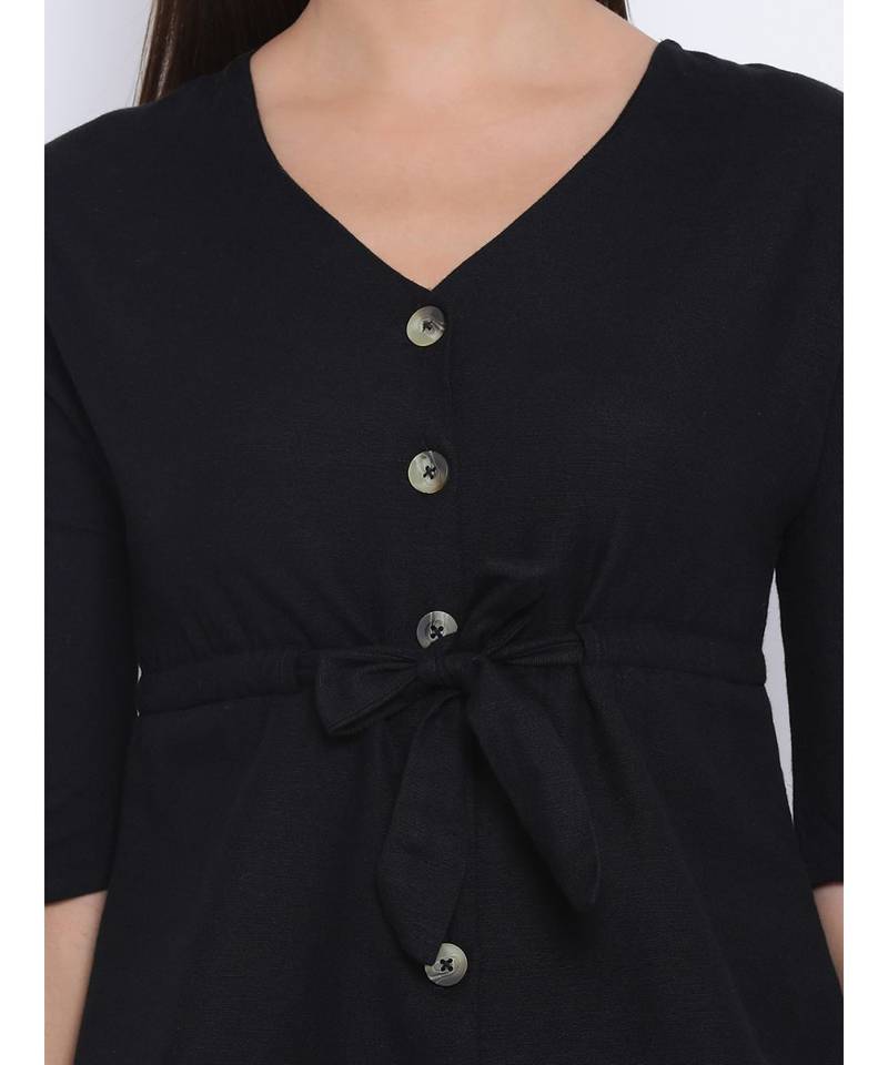 Black Lassy Button Women Top
