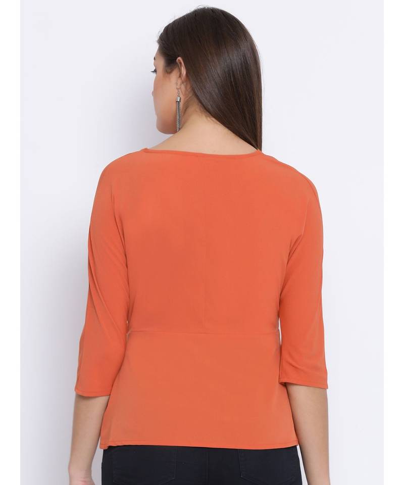 Orange Nelly Button Women Top