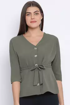 Khaki Laura Buttom Women Top