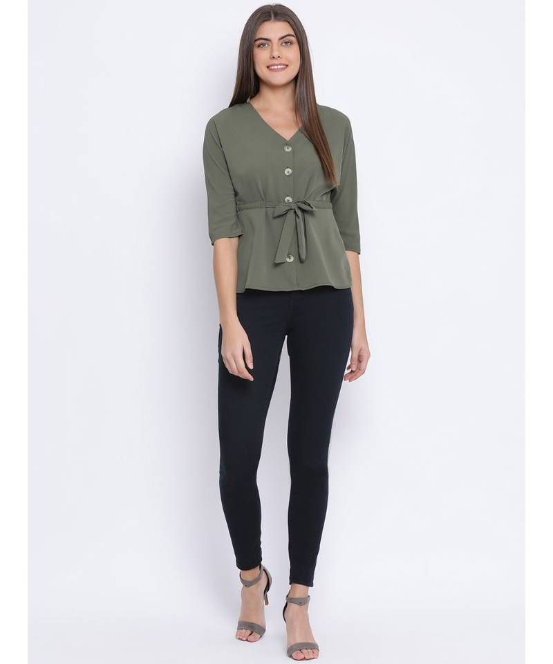 Khaki Laura Buttom Women Top