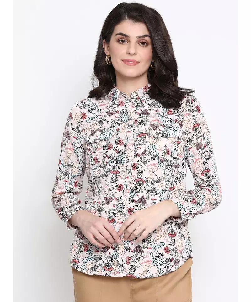 Floral Mana Button Women Shirt