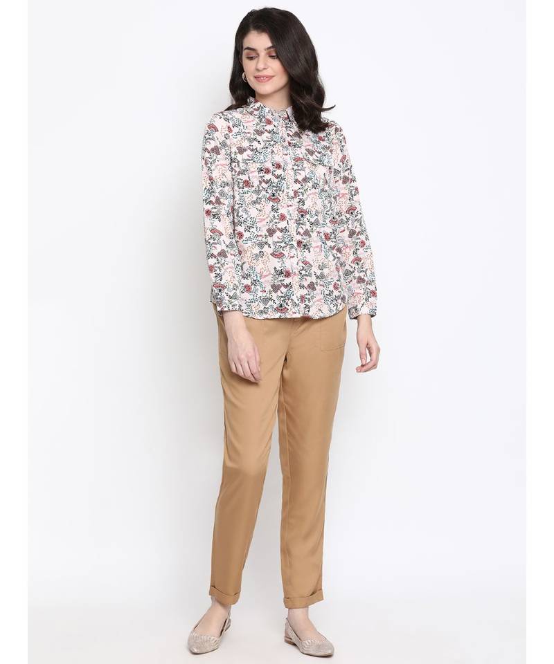 Floral Mana Button Women Shirt