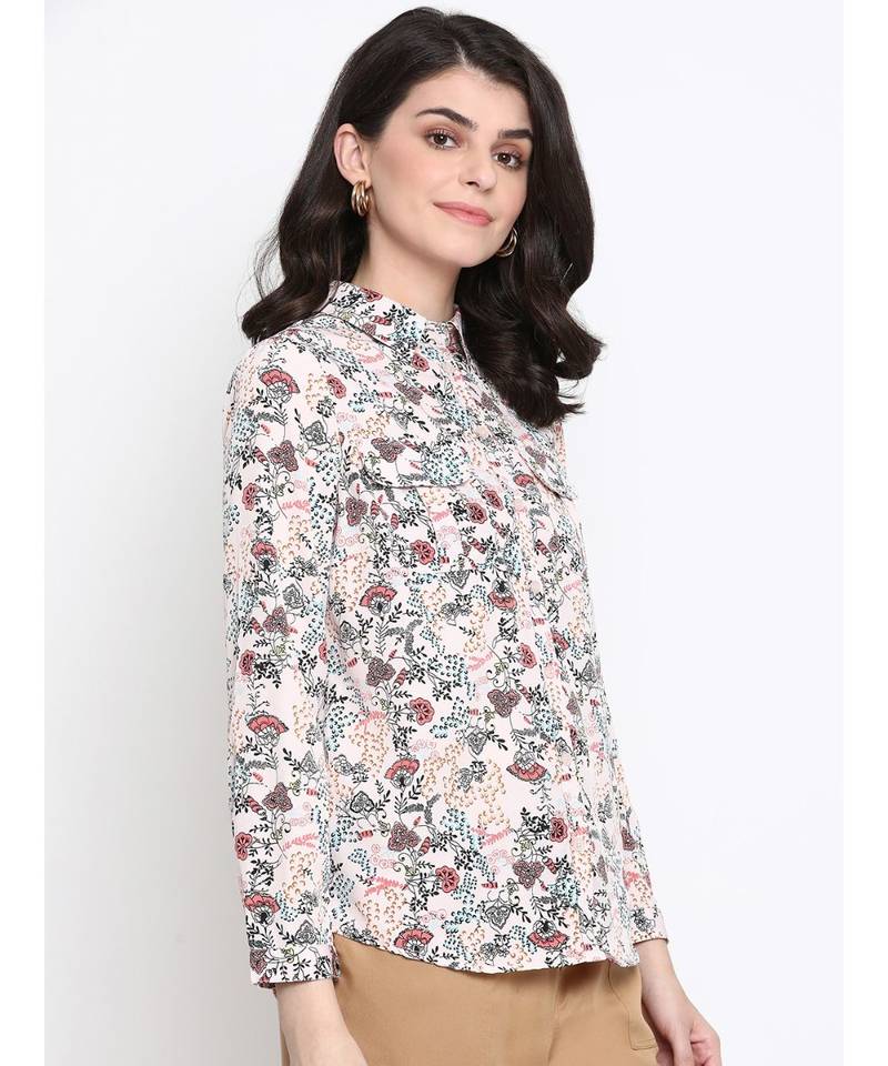 Floral Mana Button Women Shirt