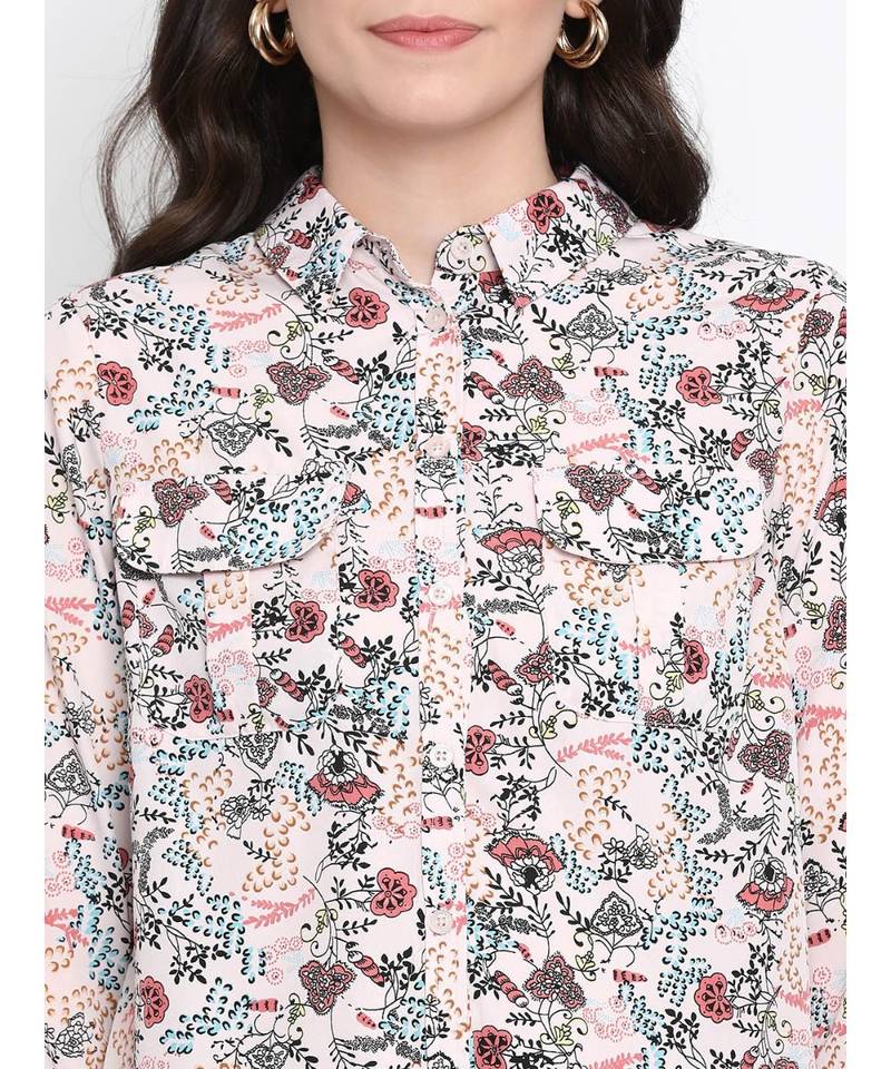 Floral Mana Button Women Shirt