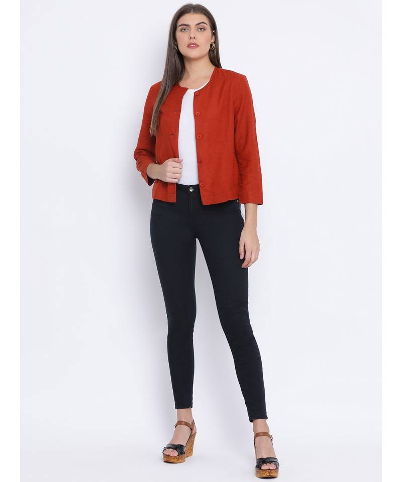 Rust Marine Button Women Jacket