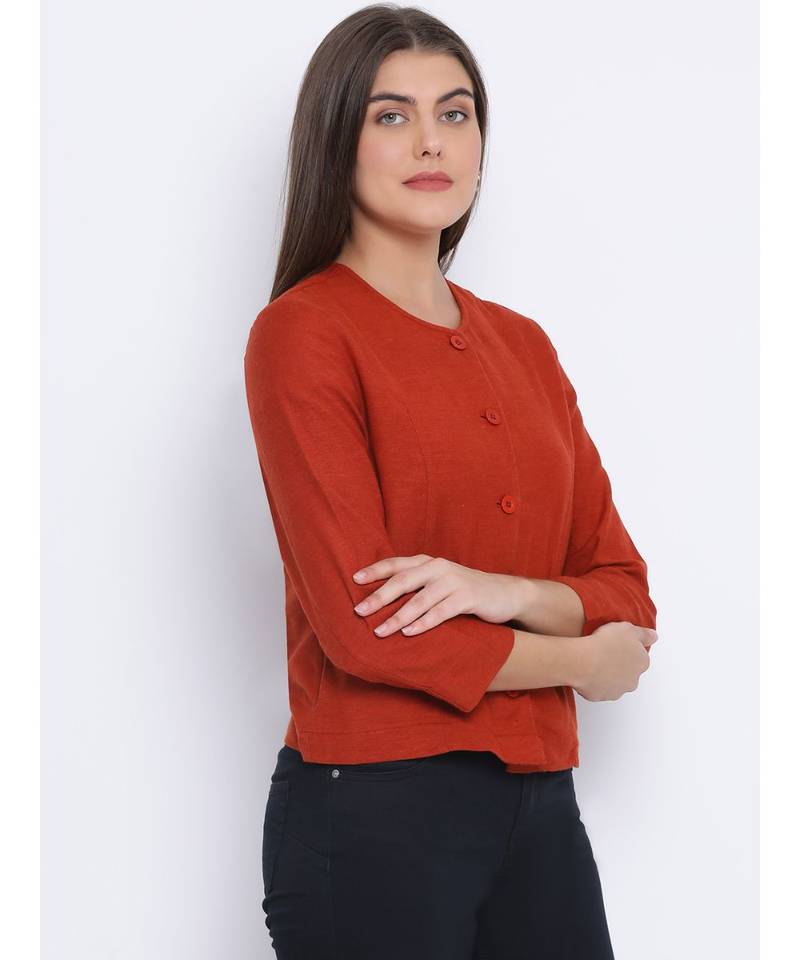 Rust Marine Button Women Jacket