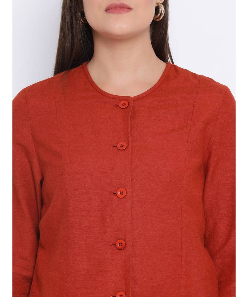 Rust Marine Button Women Jacket