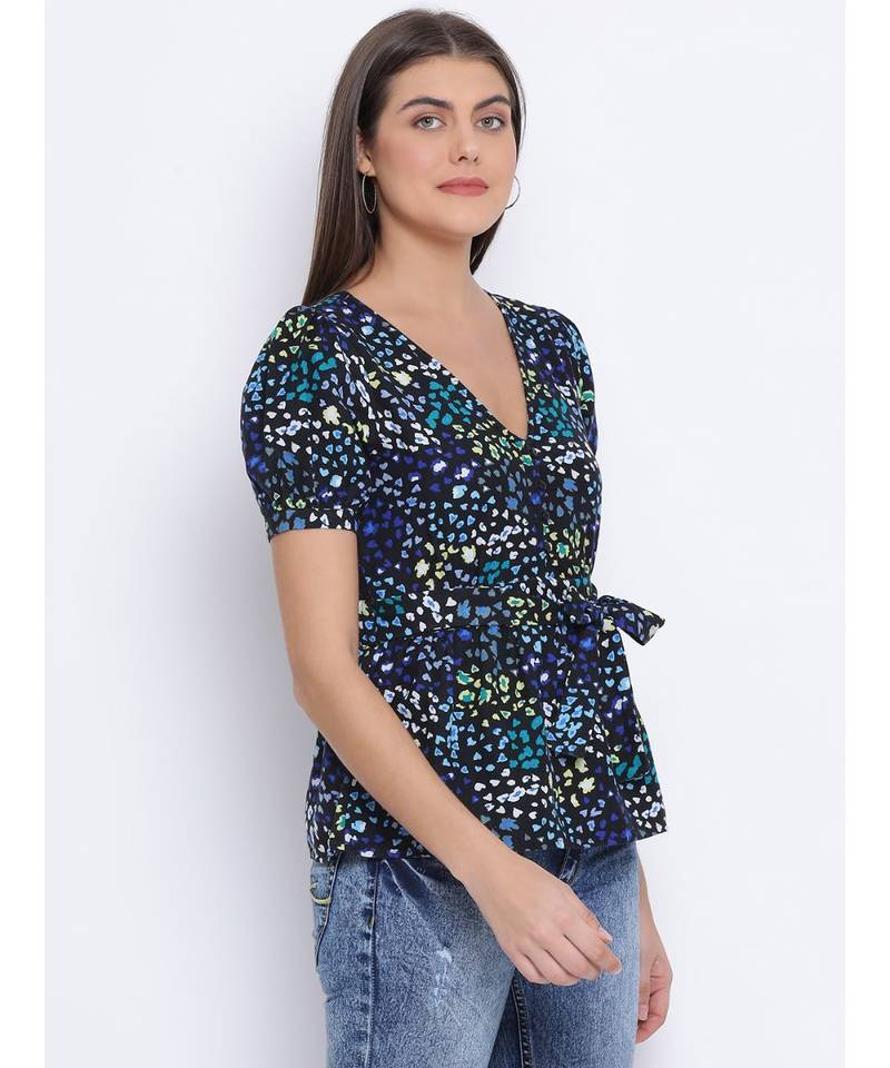 Floral Cotton Tie-Knot Women Top