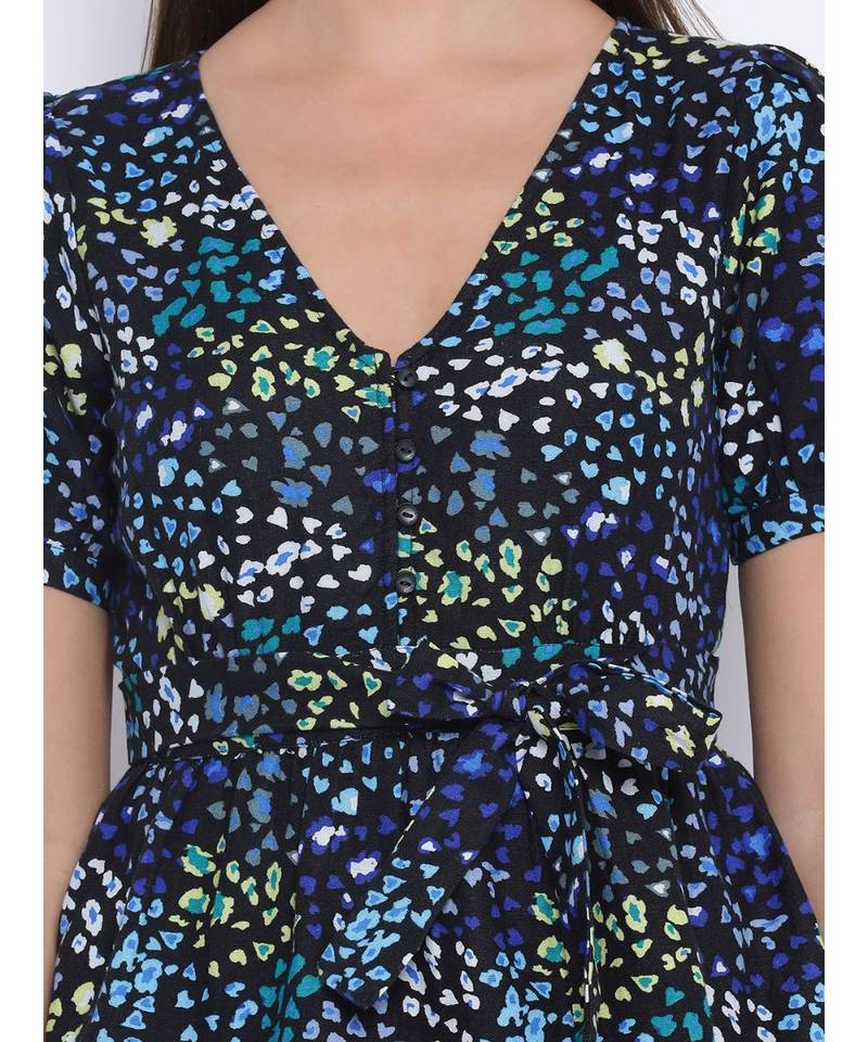 Floral Cotton Tie-Knot Women Top