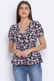 Vibracy Floral Tie-Knot Women Top