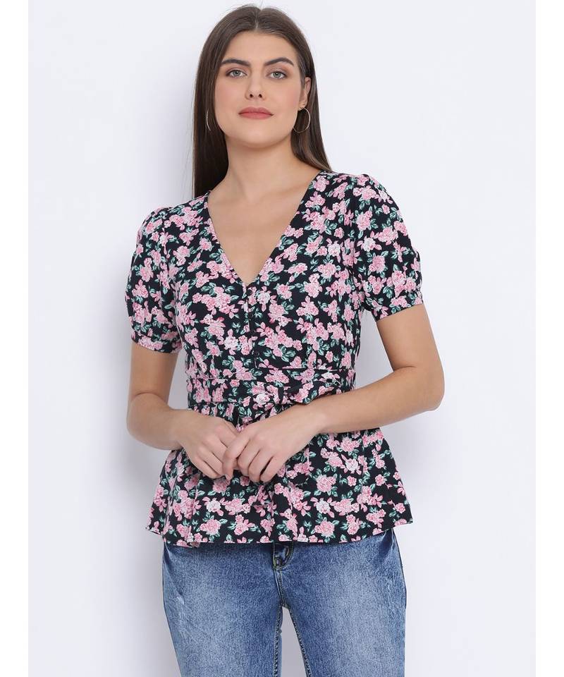 Vibracy Floral Tie-Knot Women Top
