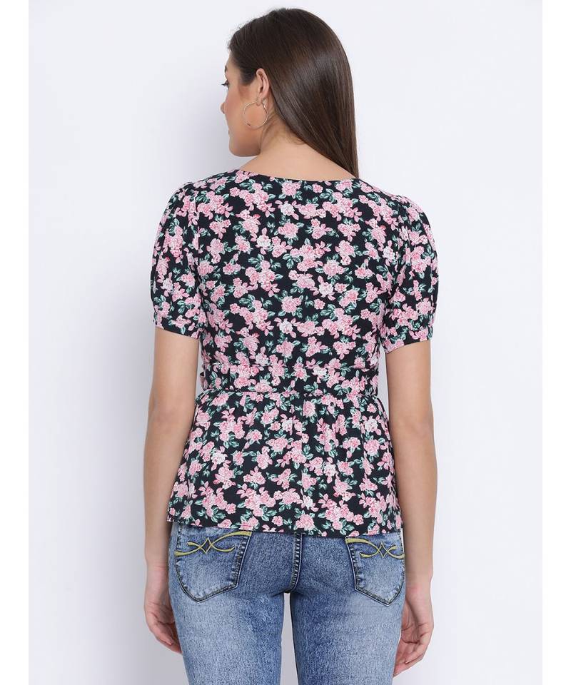Vibracy Floral Tie-Knot Women Top