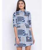 Floral Printed Collar Back Women Dress