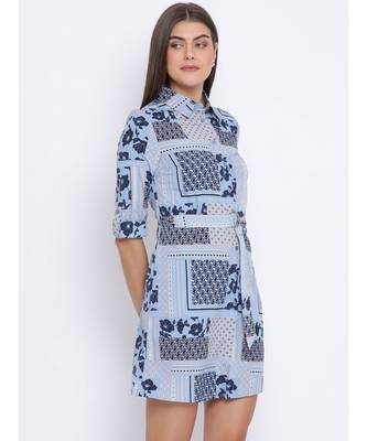 Floral Printed Collar Back Women Dress 3