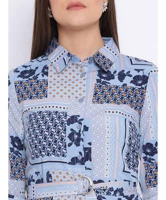 Floral Printed Collar Back Women Dress 5