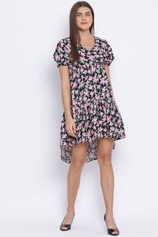 Floral Dante Assymetric Hem Women Dress