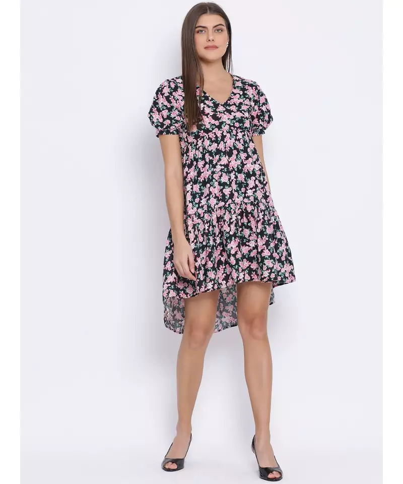 Floral Dante Assymetric Hem Women Dress