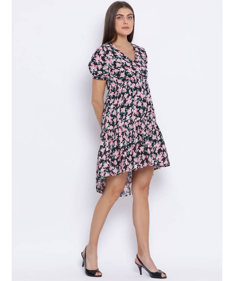Floral Dante Assymetric Hem Women Dress