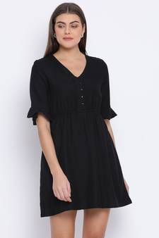 Black Berta Tie-Knot Women Dress