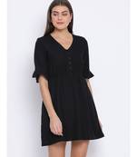 Black Berta Tie-Knot Women Dress
