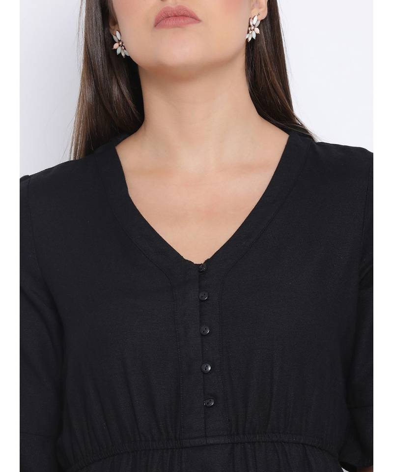 Black Berta Tie-Knot Women Dress