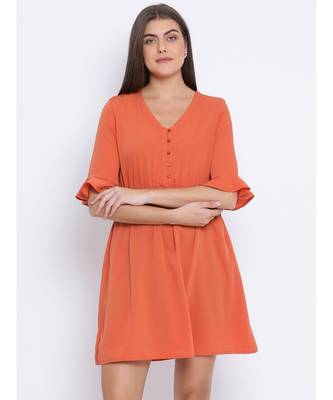 Rust Melon Tie-Knot Women Dress 1
