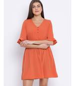 Rust Melon Tie-Knot Women Dress