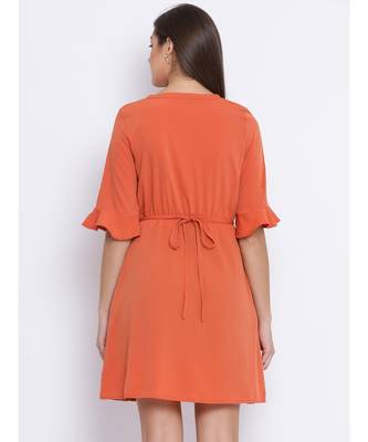 Rust Melon Tie-Knot Women Dress 4