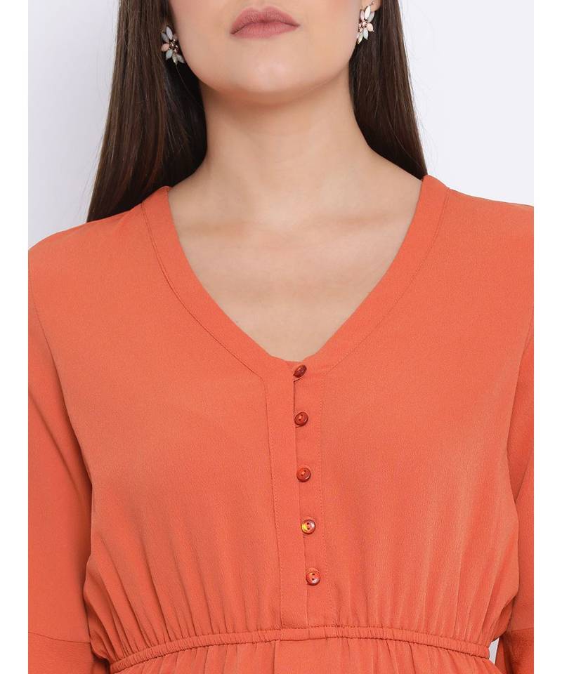 Rust Melon Tie-Knot Women Dress