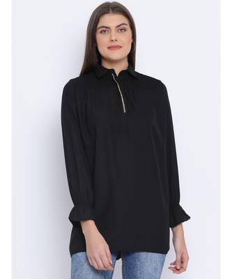 Black Shelly Zipper Women Tunic 1