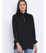Black Shelly Zipper Women Tunic