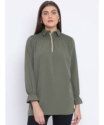 Khaki Lee Zipper Women Tunic 1