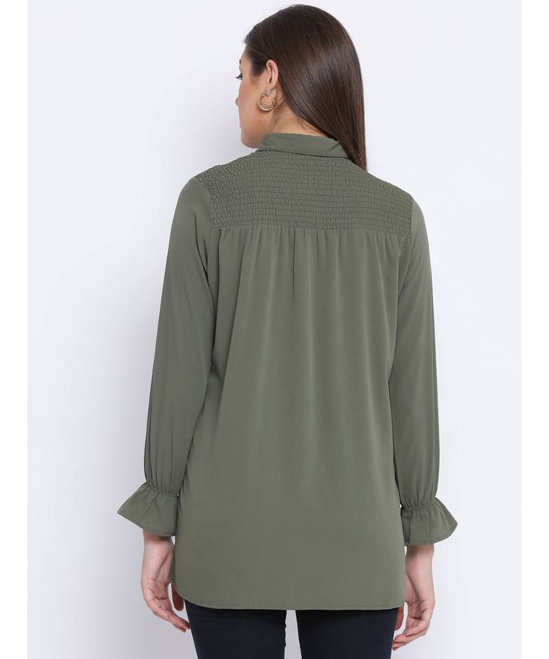 Khaki Lee Zipper Women Tunic