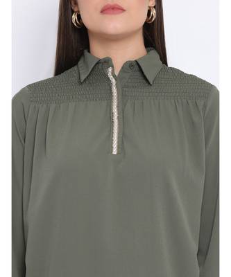 Khaki Lee Zipper Women Tunic 5