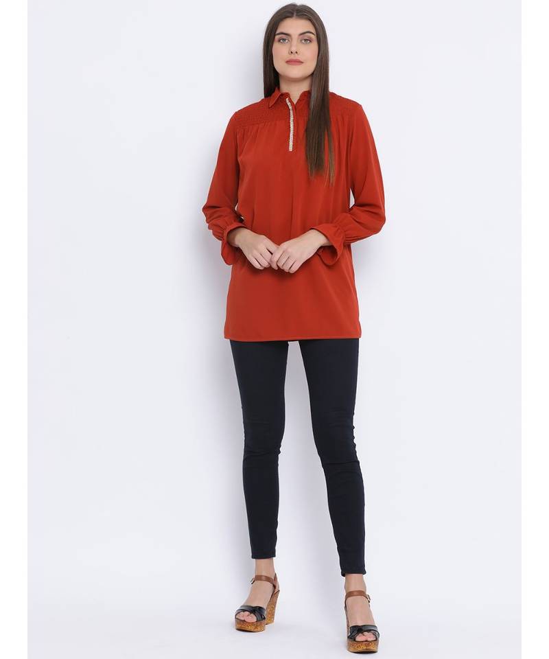 Rust Cory Zipper Women Tunic