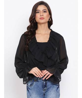 Black Frill Stylized Women Top 1