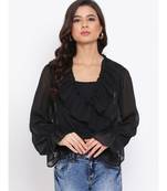Black Frill Stylized Women Top