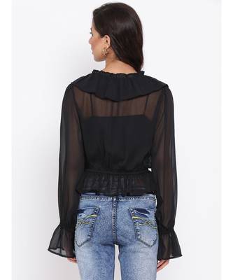 Black Frill Stylized Women Top 4