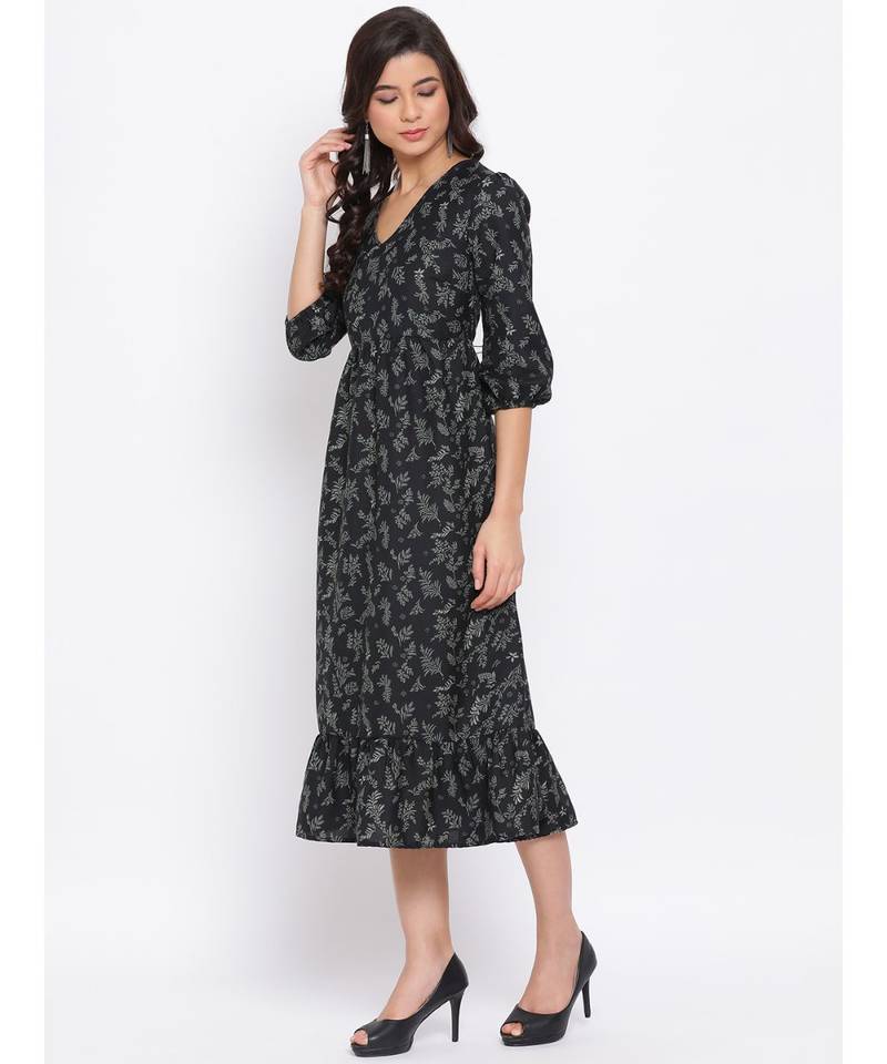 Green Floral Nelly Maxi Women Dress