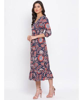 Red Paisley Print Maxi Women Dress 2