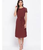 Maroon Lace Detail Women Dress