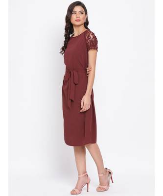 Maroon Lace Detail Women Dress 2