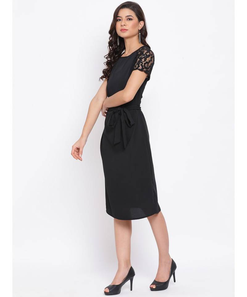 Black Lace Detail Women Dress
