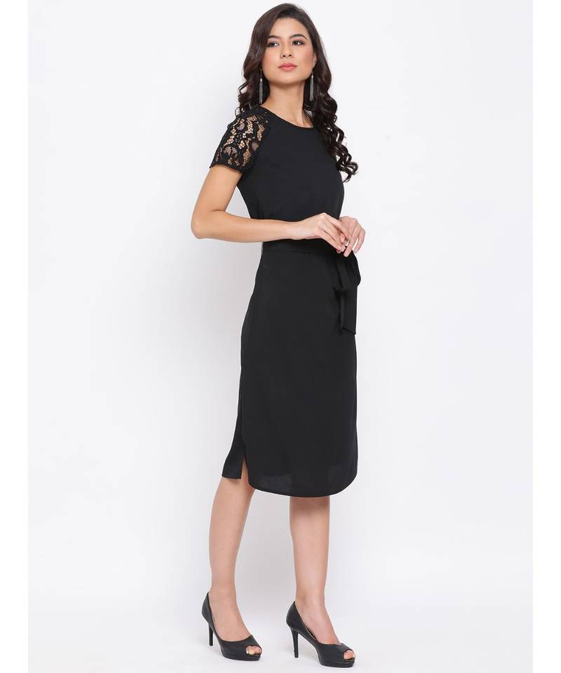 Black Lace Detail Women Dress