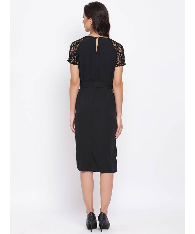 Black Lace Detail Women Dress