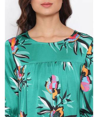 Green Floral Nightwear Women Dress 5