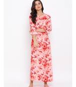 Red Floral Nightwear Women Dress