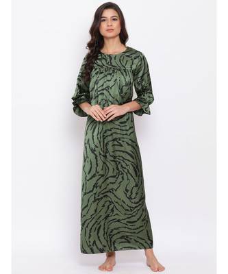Green Wave Nightwear Women Dress 1