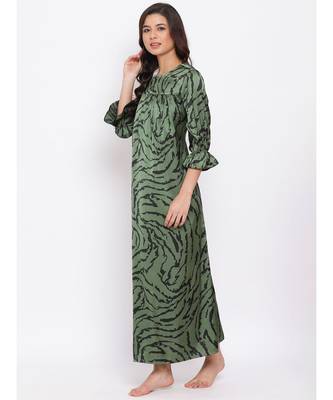 Green Wave Nightwear Women Dress 2
