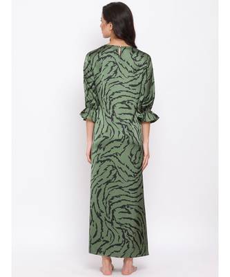 Green Wave Nightwear Women Dress 4